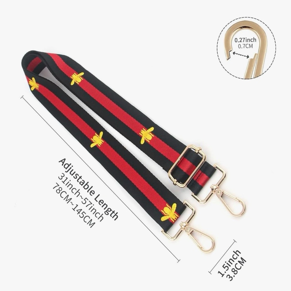 Adjustable Bee Embroidered Bag Straps